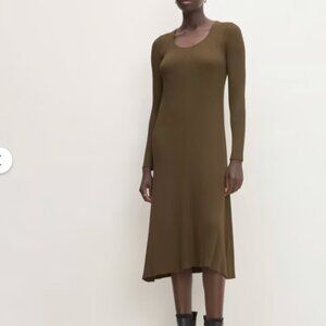 Everlane The Ribbed Scooped Neck Midi Dress - Beech